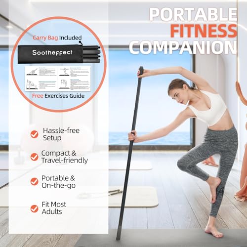 Adjustable Foam-Sleeved Yoga Stick - 30/45/60 in, Portable Fitness Tool