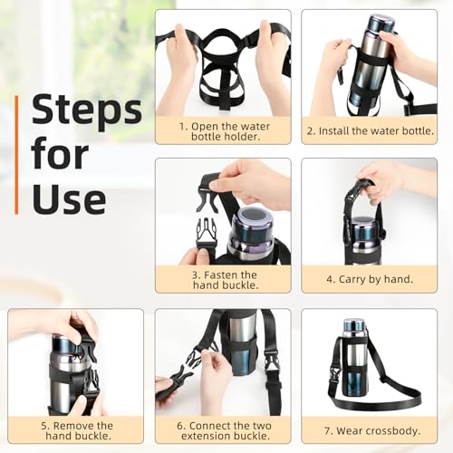 Nuovoware 2 Pack Water Bottle Holder with Strap, Fits 20-40 oz, Orange & Black