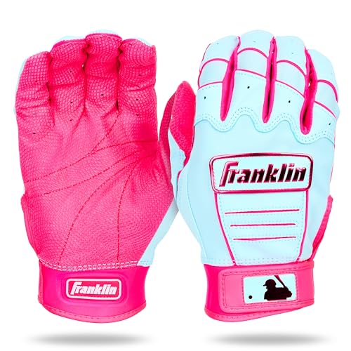 Franklin Sports MLB CFX Pro Youth & Adult Batting Gloves Pink/Carolina Blue Medium