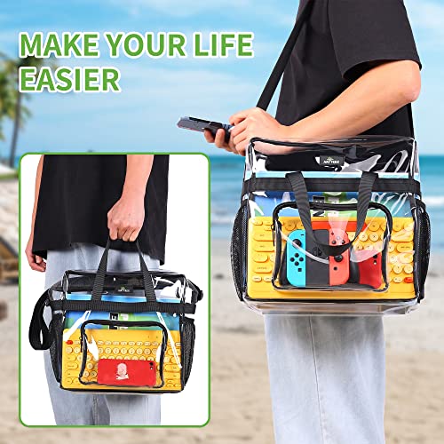 Clear Stadium Tote Bag - 12x5.5x12 Waterproof Transparent Handbag