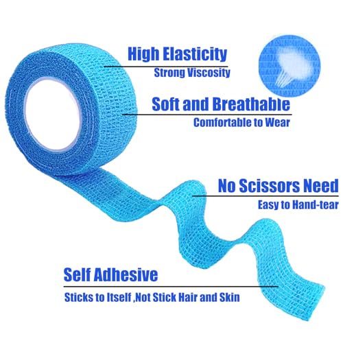 Baisunt 1-Inch Cohesive Bandage Self-Adhesive Wrap 5 Yards 6-Pack Blue (Vet/Tattoo Wrap)