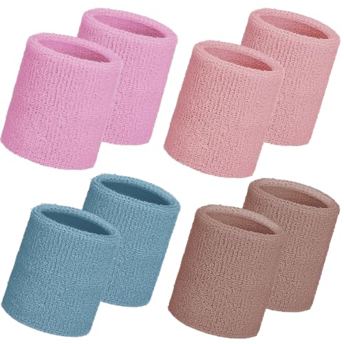 Wrist Sweatbands - 8 Pack Neon Cotton Sports Bands - Morandi Color