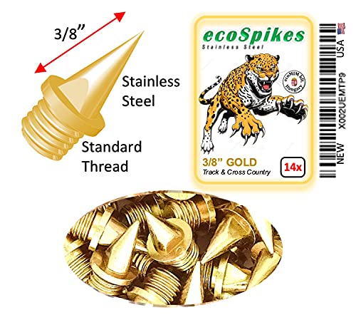 Gold-Toned Stainless Steel Track & Cross Country Spikes - 3/8 inch