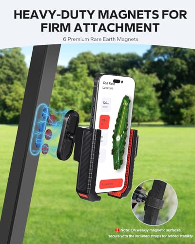 360° Rotating Magnetic Golf Cart Phone Holder - Red
