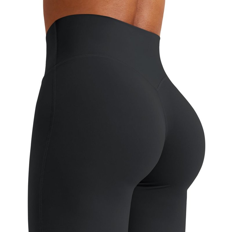 YEOREO Workout Leggings Womens No Front Seam Straight Leggings 33" High Waist Buttery Eddiy Gym Yoga Pants Black M