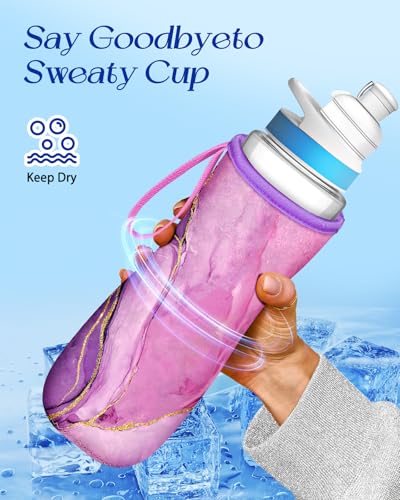 Toykee 32 oz Water Bottle Sleeve for Cirkul with Handle Strap - Blue Purple 2 Pack