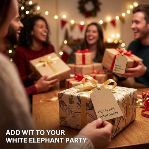 50Pcs Sarcastic Kraft Gift Tags with Golden Ribbon - Brown