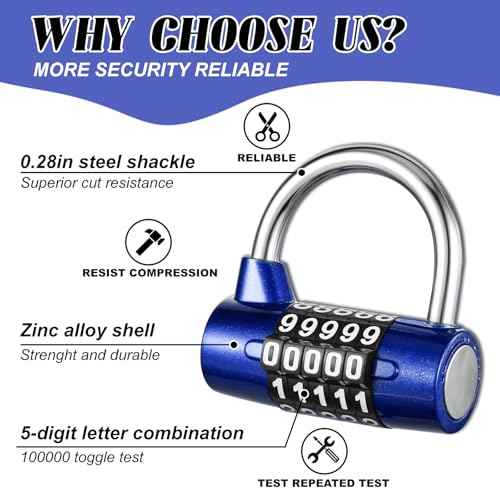 4 Pcs 5 Letter Combination Lock Heavy Duty Gym Locker 5 Digit Word Locker Keyless Resettable Metal Lock for College Gym Toolbox Hasp Cabinet (Number)