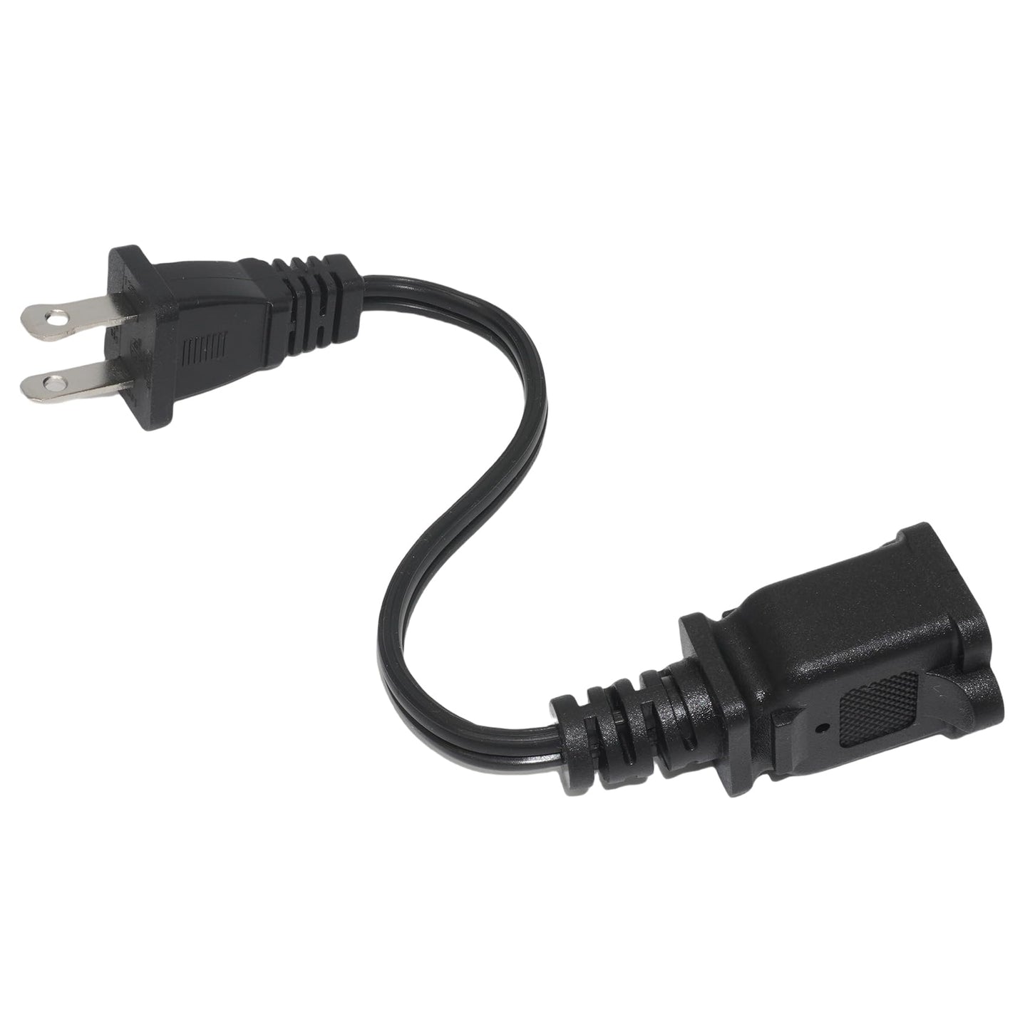 Short Extension Cord, 2 Prong 8-Inch Small Extension Cord Outlet Saver, 18AWG Power Cord Cable for Indoor, NEMA 5-15P to NEMA 5-15R, 2 Pack, Black