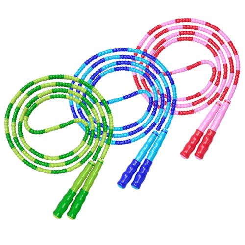 Adjustable Soft Beaded Jump Rope - 3 Colors: Green, Pink, Blue
