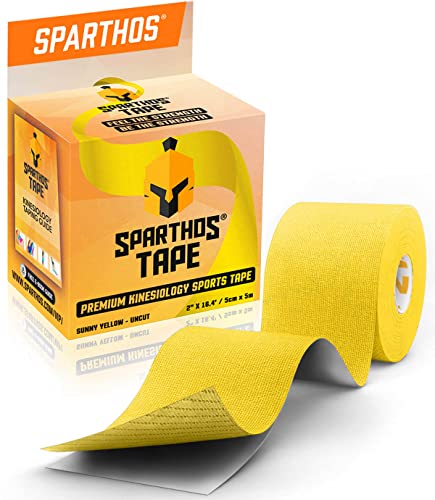 Kinesiology Tape Roll - Uncut KT Sports Tape - Sunny Yellow + Free Guide