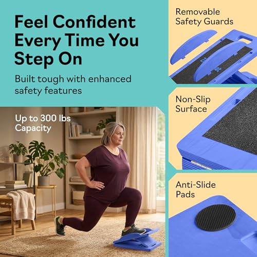 Wooden Slant Board for Exercise - 3-in-1 Calf Stretch & Balance Board - Blue