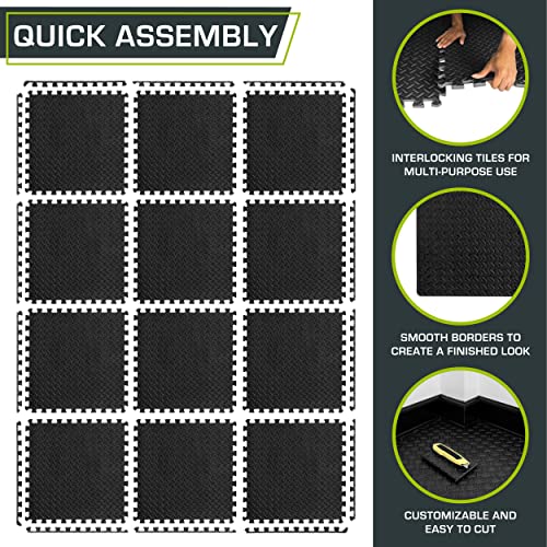 Interlocking Foam Exercise Mat - ½-Inch Thick, 48 SQ FT
