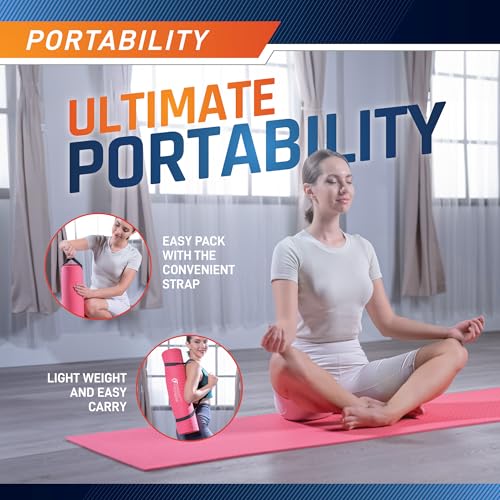 Non-Slip Multi-Purpose Exercise Yoga Mat with Carrying Strap - Mint Green / 1/4-inch