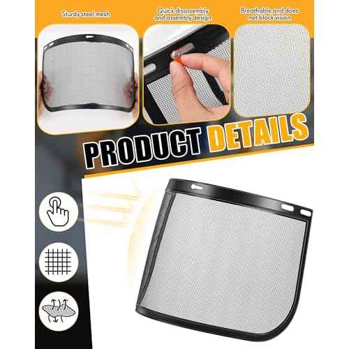 5 Pcs Faceshield Replacement Visors Steel Wire Mesh Safety Face Shield Mask for Weed Whacking Grinding Black Mesh Face Shield for Woodcutting Mowing Gardening Trimming, Headgear Not Included