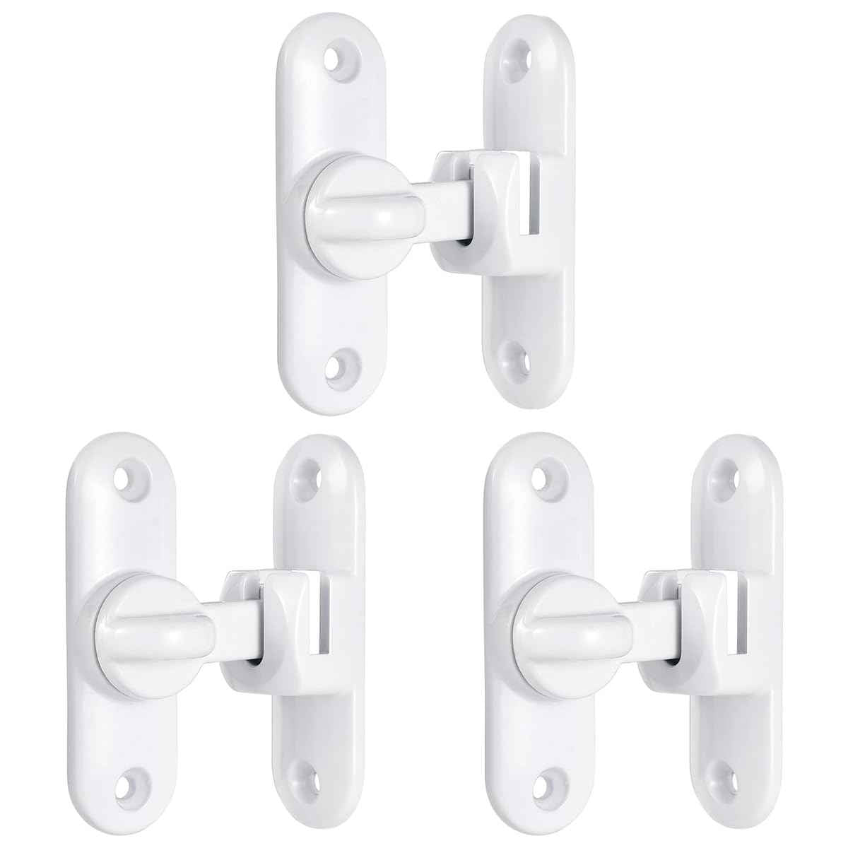 INIRET 3 Packs White Barn Door Latches,90/180 Degree Gate Lock,Flip Gate Latches Hardware,Zinc Alloy Right Angle Door Lock Latch,Door Security Sliding Door Latch Lock for Cabinets,Bathroom.