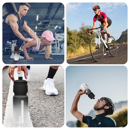 Bike Water Bottle - 24oz Leakproof Squeeze Design - Black