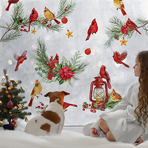 Winter Cardinal Window Clings - 9 Sheets Double-Sided Glass Decals