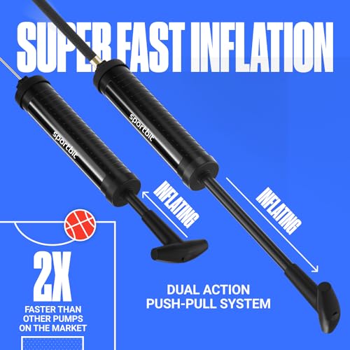 SPORTBIT Black Hand Pump for Basketball Volleyball Soccer Football - Portable & Easy to Use