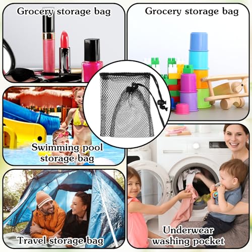 10-Pack Small Mesh Drawstring Bags - 4" x 5.7" Nylon Storage Pouches