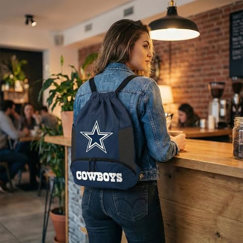 NFL Dallas Cowboys Cinch Bag - Drawstring Backpack with Zipper Pocket