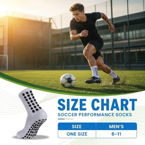 GEDOH Grip Soccer Socks Non-Slip Sports Grippy Socks for Football, Basketball, Yoga, Pilates - Black & White, Pack of 2/4/6