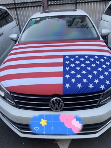 USA Flag Car Hood Cover - 3.3x5ft / 6x7ft - Elastic Polyester - Large