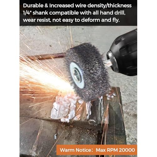 Wire Wheel Brush 2x7/8in for Drill 2Pack, Heavy Duty Carbon Steel Wire Brushes for Rust,Paint,Oxides,Corrosion Removal 1/4in Shank Drill Rotary Attachment