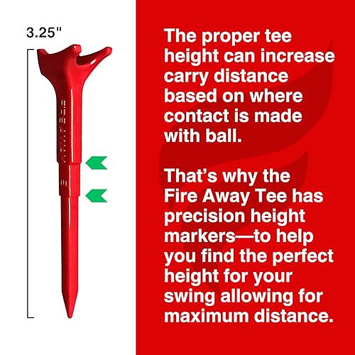 Fire Away 4-Prong Unbreakable Nylon Golf Tees - Red, Pack of 12, 3-1/4 Inch