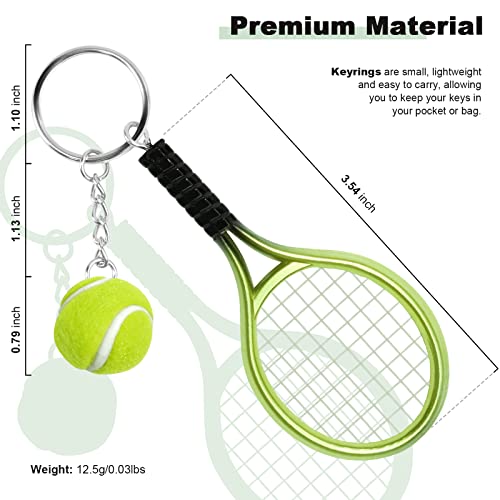 Mini Tennis Racket Keychain - 18 Pcs Split Ring in 6 Colors