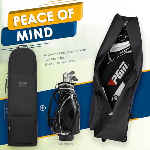 Golf Travel Bag with Wheels - Heavy Duty Oxford Fabric - Black