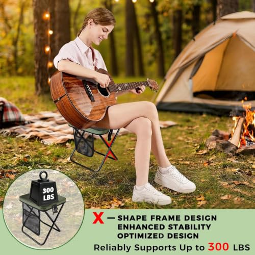 16" Portable Folding Stool, Collapsible Backpack Chair for Adults