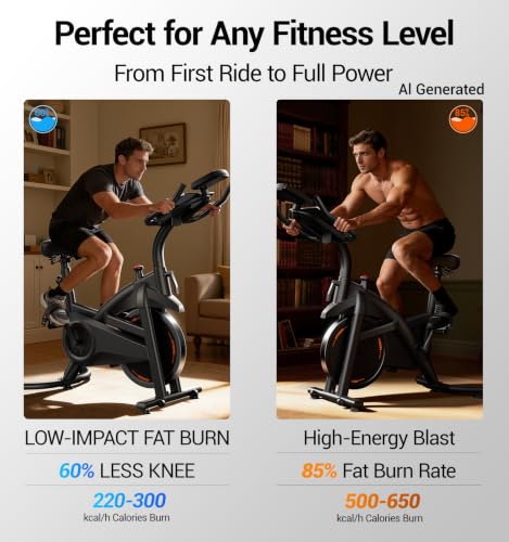 Stationary Exercise Bike for Home - Low Noise, Black