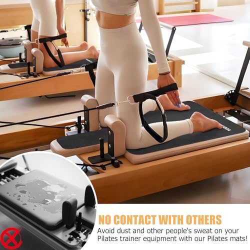 Pilates Reformer Mat - 39" x 24" Non-Slip Suede Cover - Black Suede