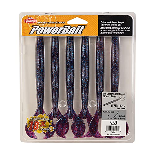 Speed Boss Soft Plastic Worm - 6 3/4 Inch - Blue Fleck