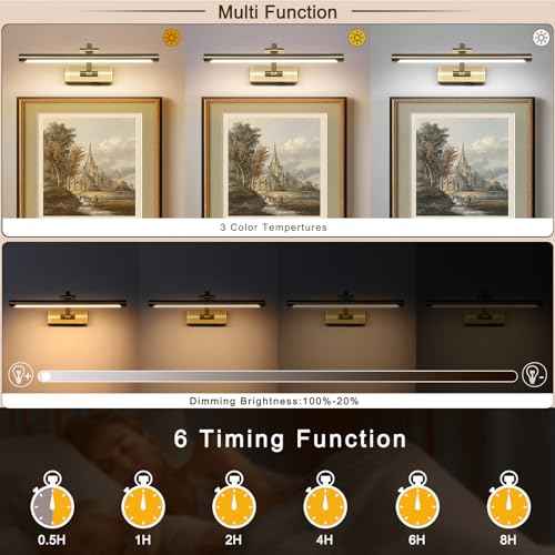 Antique Bronze LED Wireless Picture Lights for Wall Rechargeable, Battery Operated Art Light for Paintings, 3CCT Dimmable, 15.7 inch with Remote, Rotatable Gallery Light for Pictures Display
