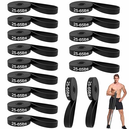 Xxchengyy Black Resistance Bands Set 16pcs, 25-65 lbs for Fitness & Rehab