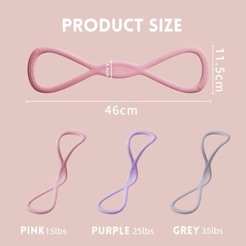 gymfrog Figure 8 Resistance Bands for Women,Exercise Bands with Non-Slip Handles for Shoulder,Back & Arm Workout - Home Gym,Yoga & Physical Therapy - Toning,Posture Correction (15lbs/25lbs/35lbs)