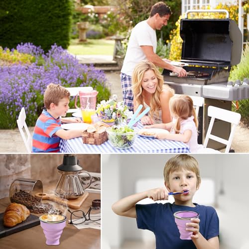 Collapsible Silicone Travel Cup - Light Purple, Expandable & Reusable