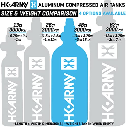 48ci/3000psi Aluminum HPA Paintball Tank with Standard Regulator - Black