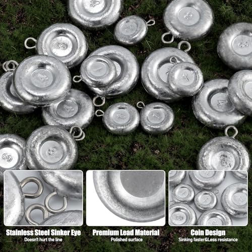 1oz Coin Sinkers Disc Weights for Catfishing - 5 Pack