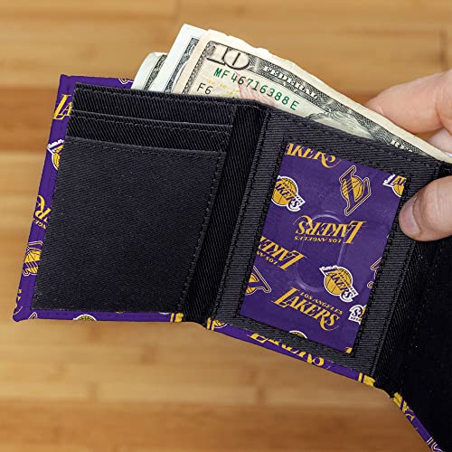 Los Angeles Lakers Canvas Trifold Wallet - Genuine Leather