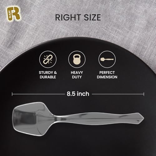 Heavy Duty Clear Plastic Serving Spoons - 8.5 Inch, 12 Pack
