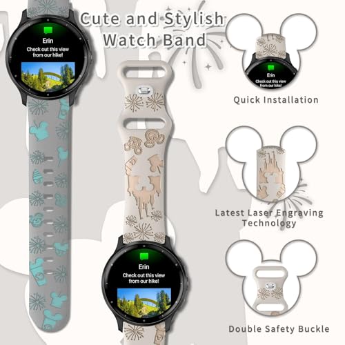 22mm Engraved Silicone Watch Band - Breathable Soft Strap - Starlight & Milk Tea