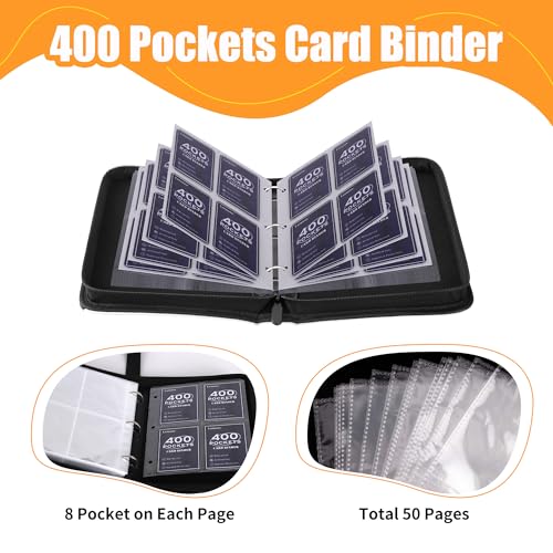 Portable Trading Card Binder with Zipper Closure - 50 Pages