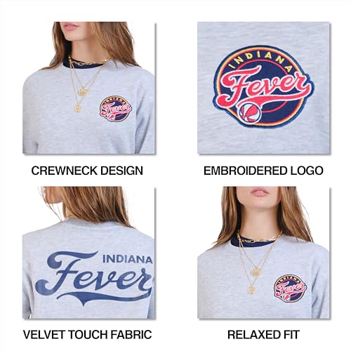 Women's WNBA Velvet Plush Crew Sweatshirt - Indiana Fever, Small, Heather Gray