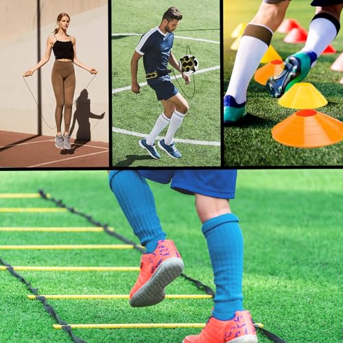 Agility Ladder Training Kit with Cones & Jump Rope - 20ft Soccer Set