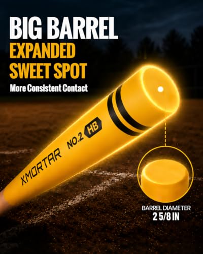 Xmortar 28" 8 oz Plastic Baseball Bat Set - Backyard Wiffle/Blitzball (Yellow & Blue Pencil)