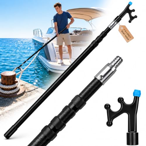Tdrynl 13FT Fiberglass Telescoping Boat Hook for Docking & Marine Use - Extends up to 19FT with Rubber Tip