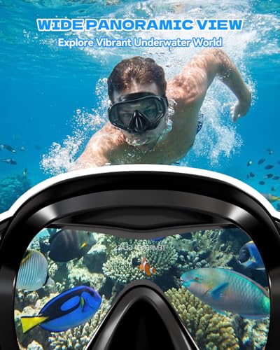 Diving Mask for Adults & Youth - Anti-Fog Snorkel Goggles, 1-Pack Black